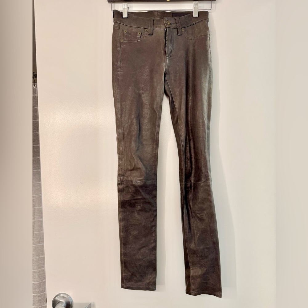 Rag and Bone gray stretch leather jeans size 23 US 00